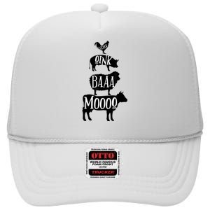 Cow Pig Sheep Chicken | Stack Farm Animal Sounds Silhouettes High Crown Mesh Back Trucker Hat