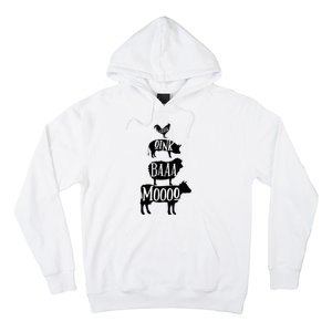 Cow Pig Sheep Chicken | Stack Farm Animal Sounds Silhouettes Hoodie