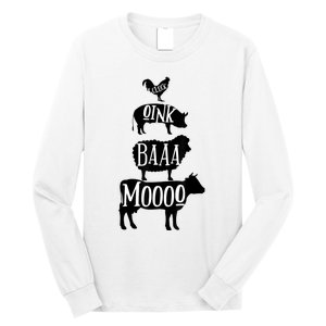 Cow Pig Sheep Chicken | Stack Farm Animal Sounds Silhouettes Long Sleeve Shirt