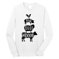 Cow Pig Sheep Chicken | Stack Farm Animal Sounds Silhouettes Long Sleeve Shirt