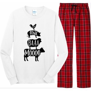 Cow Pig Sheep Chicken | Stack Farm Animal Sounds Silhouettes Long Sleeve Pajama Set