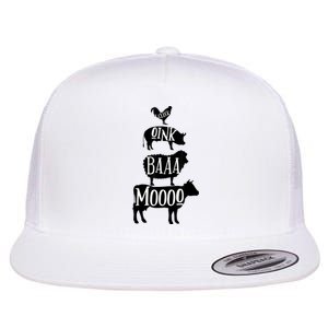 Cow Pig Sheep Chicken | Stack Farm Animal Sounds Silhouettes Flat Bill Trucker Hat