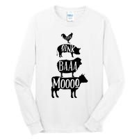 Cow Pig Sheep Chicken | Stack Farm Animal Sounds Silhouettes Tall Long Sleeve T-Shirt