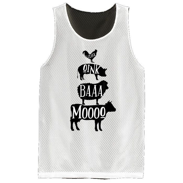 Cow Pig Sheep Chicken | Stack Farm Animal Sounds Silhouettes Mesh Reversible Basketball Jersey Tank