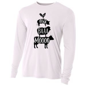 Cow Pig Sheep Chicken | Stack Farm Animal Sounds Silhouettes Cooling Performance Long Sleeve Crew