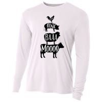 Cow Pig Sheep Chicken | Stack Farm Animal Sounds Silhouettes Cooling Performance Long Sleeve Crew