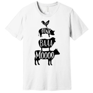 Cow Pig Sheep Chicken | Stack Farm Animal Sounds Silhouettes Premium T-Shirt