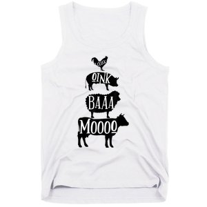 Cow Pig Sheep Chicken | Stack Farm Animal Sounds Silhouettes Tank Top