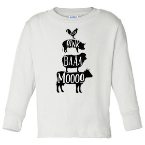 Cow Pig Sheep Chicken | Stack Farm Animal Sounds Silhouettes Toddler Long Sleeve Shirt