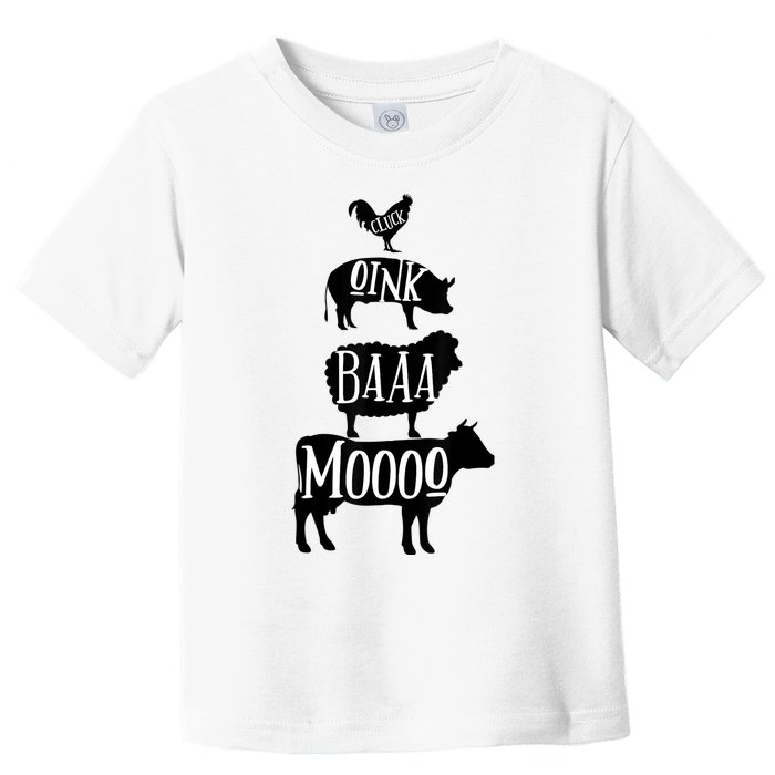 Cow Pig Sheep Chicken | Stack Farm Animal Sounds Silhouettes Toddler T-Shirt