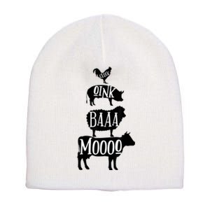 Cow Pig Sheep Chicken | Stack Farm Animal Sounds Silhouettes Short Acrylic Beanie