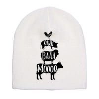 Cow Pig Sheep Chicken | Stack Farm Animal Sounds Silhouettes Short Acrylic Beanie