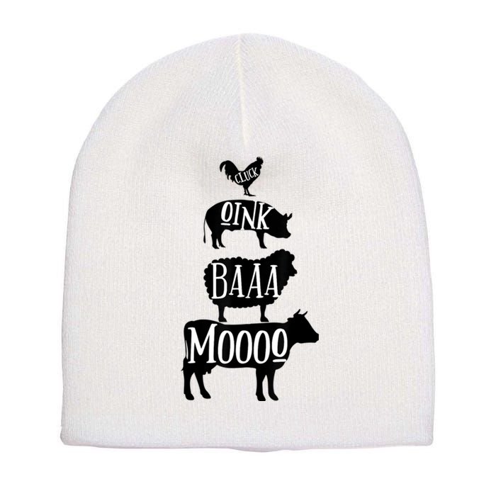 Cow Pig Sheep Chicken | Stack Farm Animal Sounds Silhouettes Short Acrylic Beanie