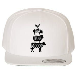 Cow Pig Sheep Chicken | Stack Farm Animal Sounds Silhouettes Wool Snapback Cap