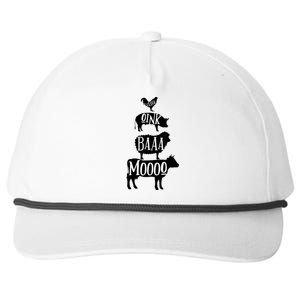 Cow Pig Sheep Chicken | Stack Farm Animal Sounds Silhouettes Snapback Five-Panel Rope Hat