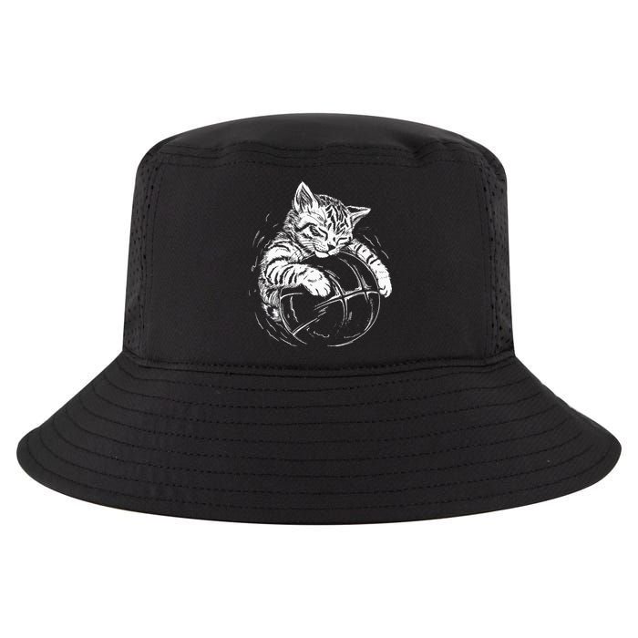 Cat Player Sleeping On A Basketball Kitties Pet Lover Cool Comfort Performance Bucket Hat
