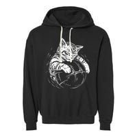 Cat Player Sleeping On A Basketball Kitties Pet Lover Garment-Dyed Fleece Hoodie