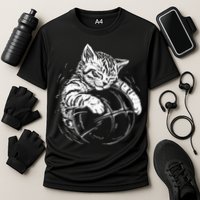 Cat Player Sleeping On A Basketball Kitties Pet Lover Performance Shirt