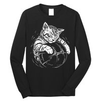 Cat Player Sleeping On A Basketball Kitties Pet Lover Long Sleeve Shirt