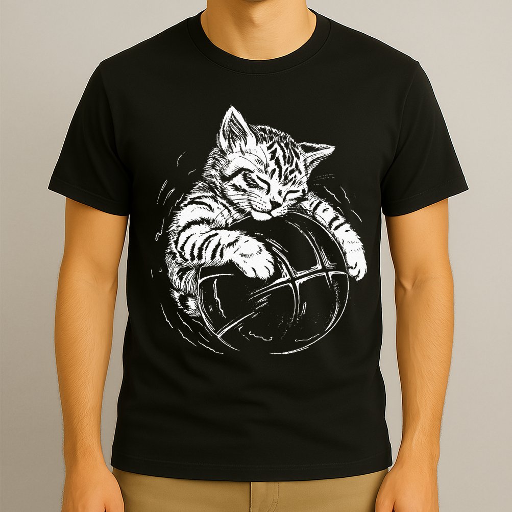 Cat Player Sleeping On A Basketball Kitties Pet Lover T-Shirt