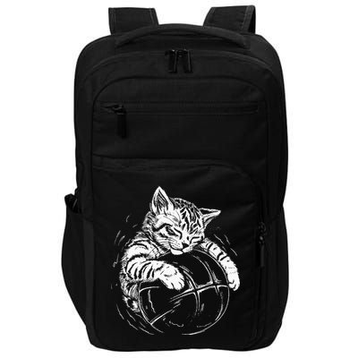 Cat Player Sleeping On A Basketball Kitties Pet Lover Impact Tech Backpack