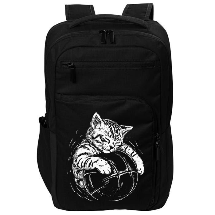 Cat Player Sleeping On A Basketball Kitties Pet Lover Impact Tech Backpack