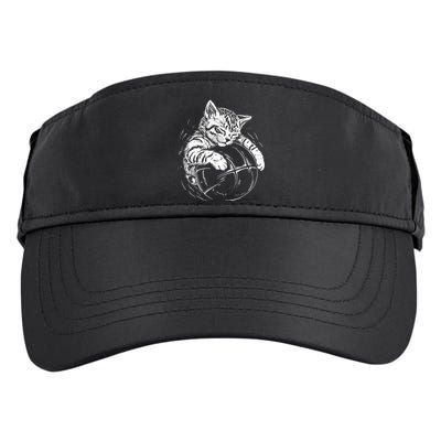 Cat Player Sleeping On A Basketball Kitties Pet Lover Adult Drive Performance Visor