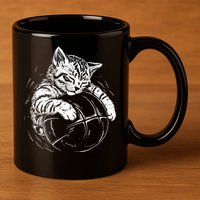 Cat Player Sleeping On A Basketball Kitties Pet Lover 11oz C Handle Ceramic Mug