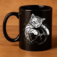 Cat Player Sleeping On A Basketball Kitties Pet Lover 11oz C Handle Ceramic Mug