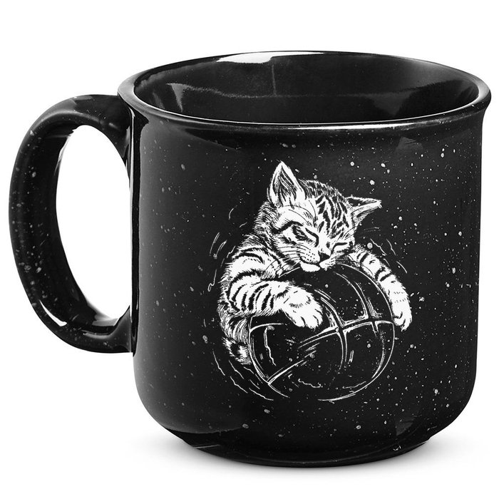 Cat Player Sleeping On A Basketball Kitties Pet Lover 15oz Campfire Ceramic Mug