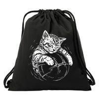 Cat Player Sleeping On A Basketball Kitties Pet Lover Drawstring Bag