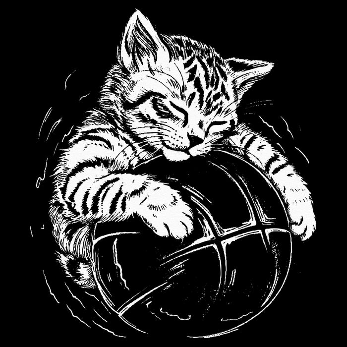 Cat Player Sleeping On A Basketball Kitties Pet Lover Drawstring Bag