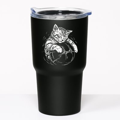 Cat Player Sleeping On A Basketball Kitties Pet Lover Tumbler