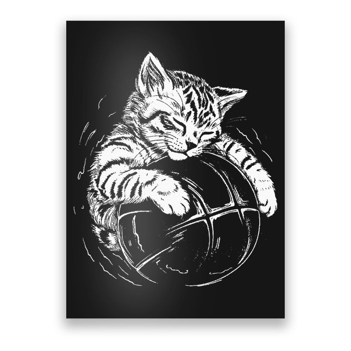 Cat Player Sleeping On A Basketball Kitties Pet Lover Poster