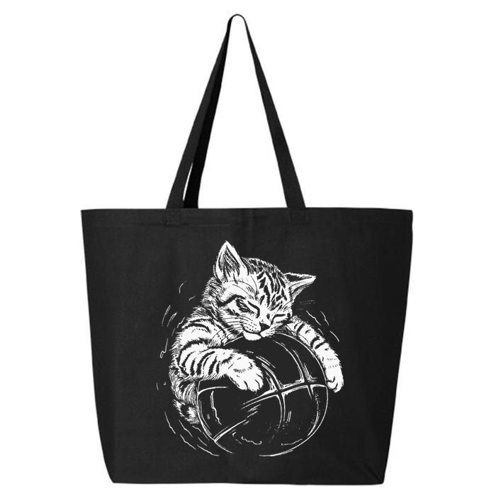 Cat Player Sleeping On A Basketball Kitties Pet Lover 25L Jumbo Tote