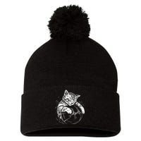 Cat Player Sleeping On A Basketball Kitties Pet Lover Pom Pom 12in Knit Beanie