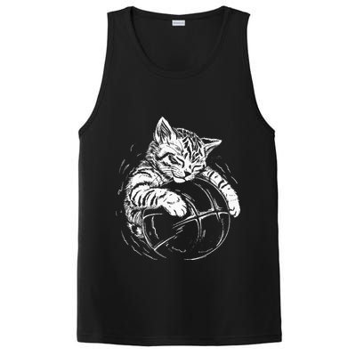 Cat Player Sleeping On A Basketball Kitties Pet Lover PosiCharge Competitor Tank