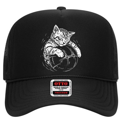 Cat Player Sleeping On A Basketball Kitties Pet Lover Trucker Hat