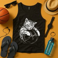 Cat Player Sleeping On A Basketball Kitties Pet Lover Tank Top