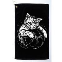 Cat Player Sleeping On A Basketball Kitties Pet Lover Golf Towel