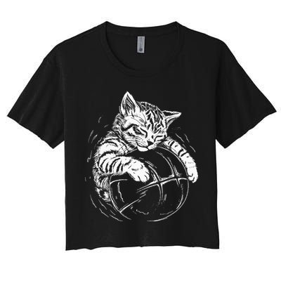 Cat Player Sleeping On A Basketball Kitties Pet Lover Crop Top