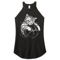 Cat Player Sleeping On A Basketball Kitties Pet Lover Women's Perfect Tri Rocker Tank