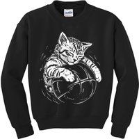 Cat Player Sleeping On A Basketball Kitties Pet Lover Kids Sweatshirt