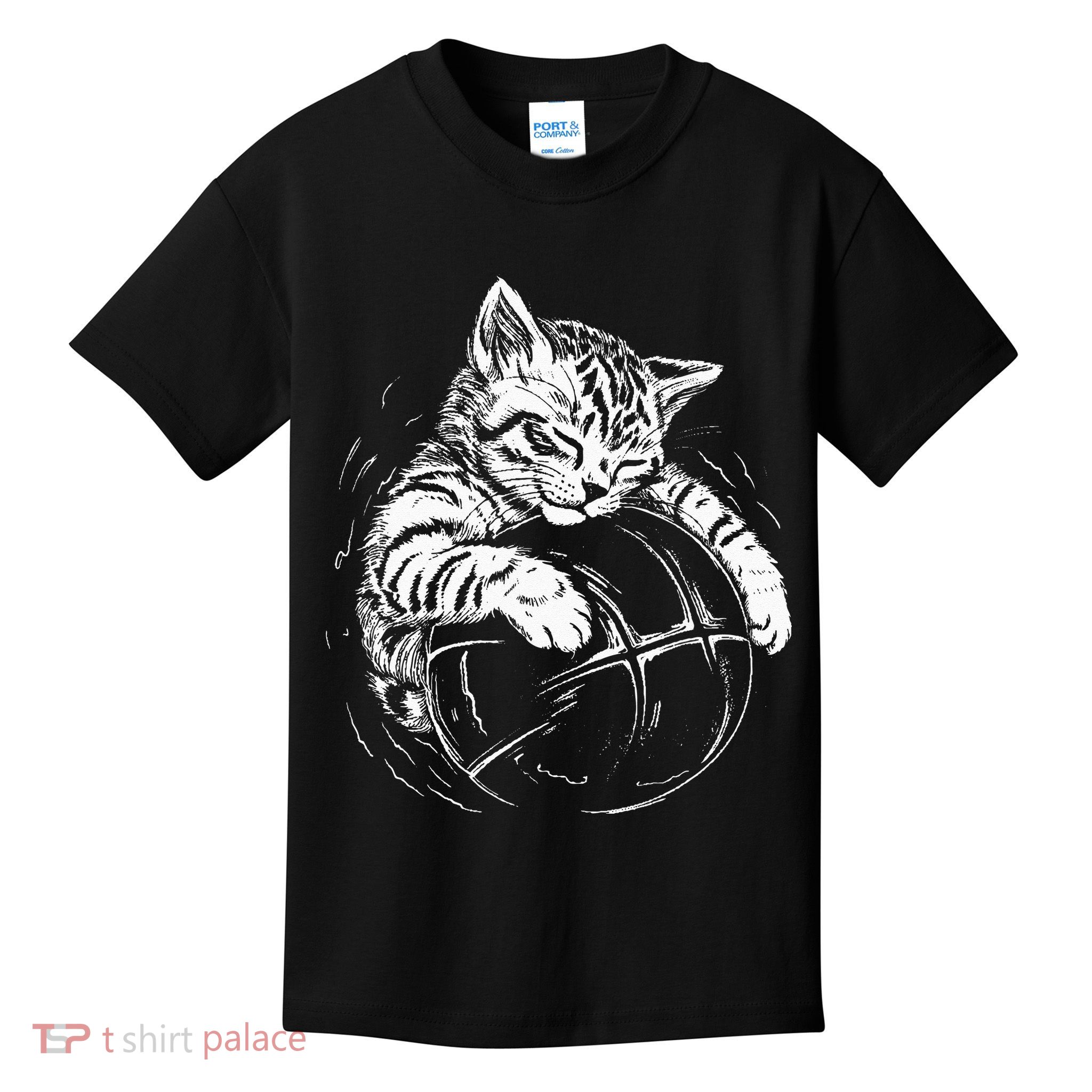 Cat Player Sleeping On A Basketball Kitties Pet Lover Kids T-Shirt