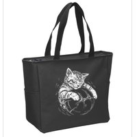 Cat Player Sleeping On A Basketball Kitties Pet Lover Zip Tote Bag