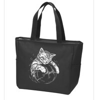 Cat Player Sleeping On A Basketball Kitties Pet Lover Zip Tote Bag