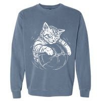 Cat Player Sleeping On A Basketball Kitties Pet Lover Garment-Dyed Sweatshirt