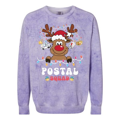 Christmas Postal Squad Postman Mail Delivery Cute Reindeer Colorblast Crewneck Sweatshirt