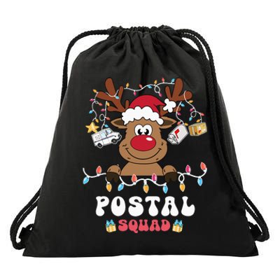 Christmas Postal Squad Postman Mail Delivery Cute Reindeer Drawstring Bag