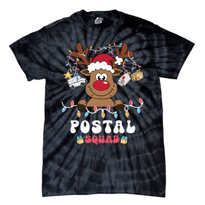 Christmas Postal Squad Postman Mail Delivery Cute Reindeer Tie-Dye T-Shirt